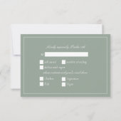 Elegante Sage Groene Kalligrafie Script Bruiloft R RSVP Kaartje (Achterkant)