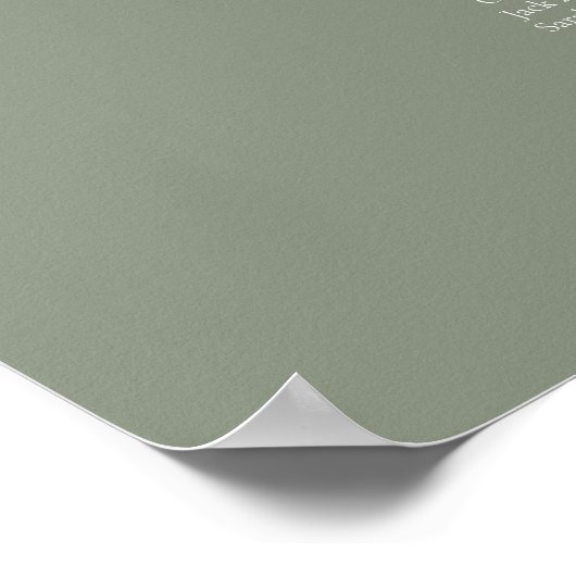 Elegante Sage Groene Kleur 8 tafel Zitgrafiek Poster (Hoek)