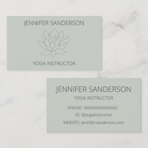 Elegante Sage Groene Lotus Bloem Yoga Instructeur Visitekaartje