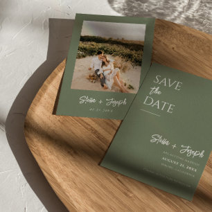 Elegante Sage Groene Moderne Boho Chique Foto Brui Save The Date