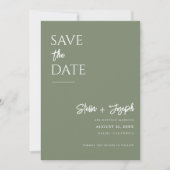 Elegante Sage Groene Moderne Boho Chique Foto Brui Save The Date (Voorkant)
