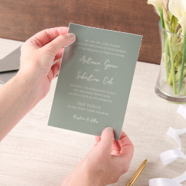 Elegante Sage Groene Moderne Bruiloft Vellum Uitnodigingen