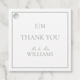 Elegante Sage Groene Monogram Dank u Bruiloft Bedankjes Labels