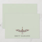 Elegante Sage Groene Platte Nota Kaart Notitiekaartje (Voorkant / Achterkant)