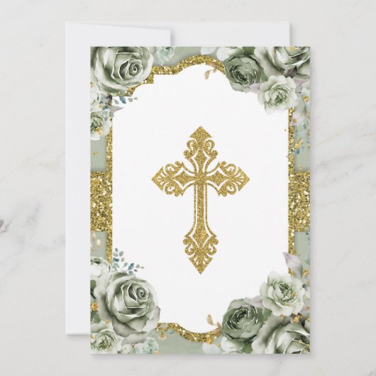 Elegante Sage Groene Primera comunión SCHATTIGE Me Kaart (Achterkant)