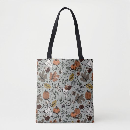 Elegante Sage Herfst Oogst en Koe Skulls Tote Bag (Voorkant)