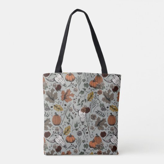 Elegante Sage Herfst Oogst en Koe Skulls Tote Bag (Achterkant)