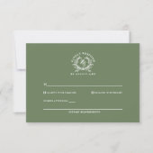 Elegante Sage Monogram Crest Wedding RSVP Kaartje (Voorkant)