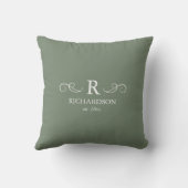 Elegante Sage Monogram Worpkussen Kussen (Achterkant)