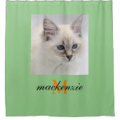 Elegante Sage Oranje Monogram Script Aangepaste fo Douchegordijn (Voorkant)