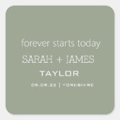 Elegante Sage Pas getrouwd Kaars Paar Trouwen Vierkante Sticker (Voorkant)