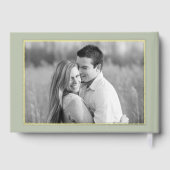 Elegante Sage Peacock Foto bruiloft gastenboek (Achterkant)