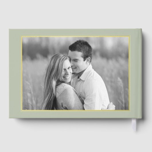 Elegante Sage Peacock Foto bruiloft gastenboek (Achterkant)