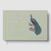 Elegante Sage Peacock Foto bruiloft gastenboek (Voorkant)