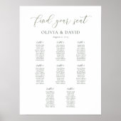 Elegante Sage Script Kleur 8 Tafel Stoelenkaart Poster (Voorkant)