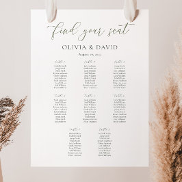 Elegante Sage Script Kleur 8 Tafel Stoelenkaart Poster