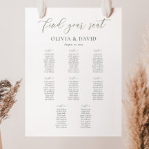 Elegante Sage Script Kleur 8 tafel Zitgrafiek