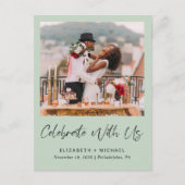 Elegante sagegroene fototruiloceutreceptie aankondigingskaart (Voorkant)