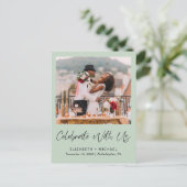 Elegante sagegroene fototruiloceutreceptie aankondigingskaart (Staand voorkant)