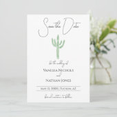 Elegante Saguaro Cactus Save The Date Uitnodiging (Staand voorkant)