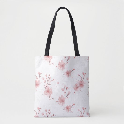Elegante Sakura Blossom Canvas tas – Zachte Roze B (Voorkant)