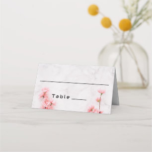 Elegante Sakura Cherry Blossom roze marmer bruilof Plaatskaartje