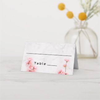 Elegante Sakura Cherry Blossom roze marmer bruilof Plaatskaartje