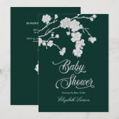 Elegante Sakura Kersenbloesem Baby Shower Groen Kaart (Voorkant / Achterkant)