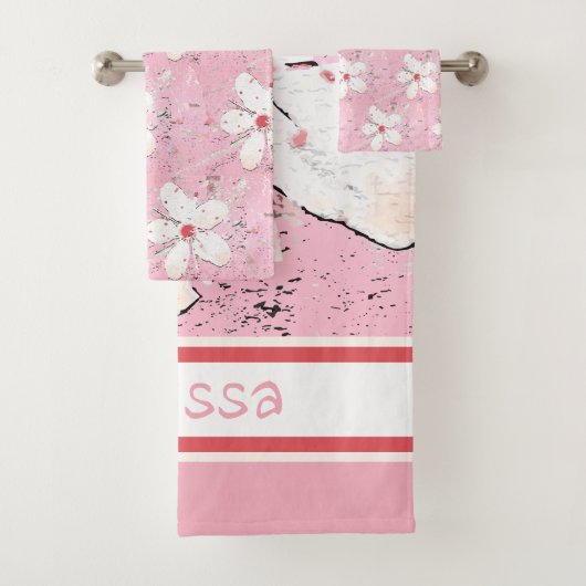 Elegante sakura kersenbloesem roze bloemenpatroon bad handdoek (Insitu)