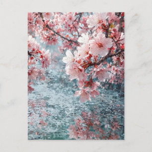 Elegante Sakura Over Water Trouwkaart - Ser Briefkaart