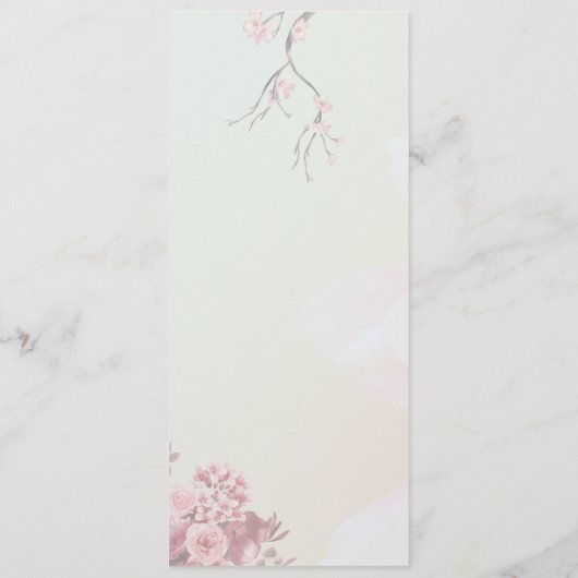 Elegante Sakura Roze bloemenkersenbloesem Bruiloft Menu (Achterkant)