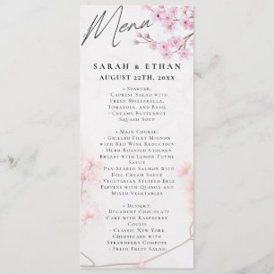 Elegante Sakura Roze bloemenkersenbloesem Bruiloft Menu