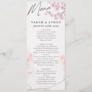 Elegante Sakura Roze bloemenkersenbloesem Bruiloft Menu