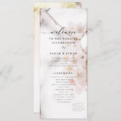 Elegante Sakura Roze bloemenkersenbloesem Bruiloft Programmakaart (Voorkant / Achterkant)