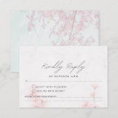 Elegante Sakura Roze bloemenkersenbloesem Bruiloft RSVP Kaartje (Voorkant / Achterkant)