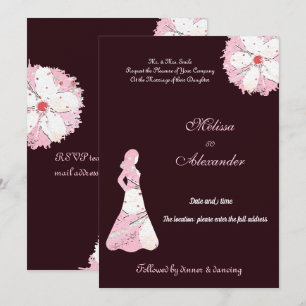 Elegante sakura zwarte roze bloemrijke chic silhou kaart