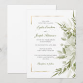 Elegante salie bloemen bruiloft uitnodiging (Voorkant / Achterkant)