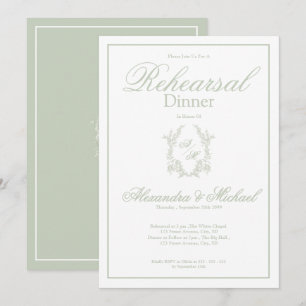 Elegante Salie Bloemenkam Wedding Rehearsal Dinner Kaart