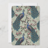 Elegante salie bloemenpauw bruiloft save the date (Achterkant)