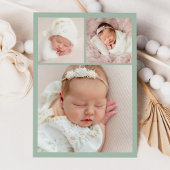 Elegante salie bloemkuip monogram 4 foto geboorte aankondiging