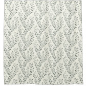 Elegante Salie Crème Minimalistische Boho Bloemmot Douchegordijn (Voorkant)