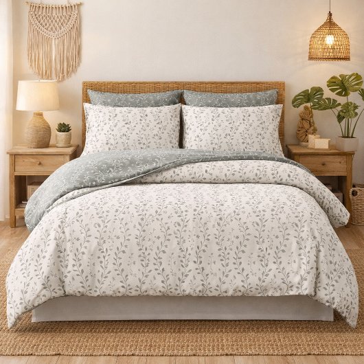 Elegante Salie Crème Minimalistische Boho Bloemmot Kussensloop