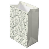 Elegante Salie Crème Minimalistische Boho Bloemmot Medium Cadeauzakje (Voorkant Gekanteld)