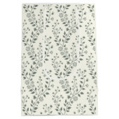 Elegante Salie Crème Minimalistische Boho Bloemmot Medium Cadeauzakje (Achterkant)