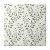 Elegante Salie Crème Minimalistische Boho Bloemmot Tegeltje (Voorkant)