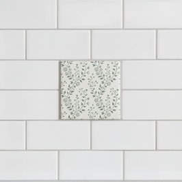 Elegante Salie Crème Minimalistische Boho Bloemmot Tegeltje
