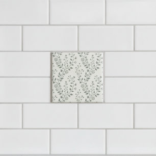Elegante Salie Crème Minimalistische Boho Bloemmot Tegeltje