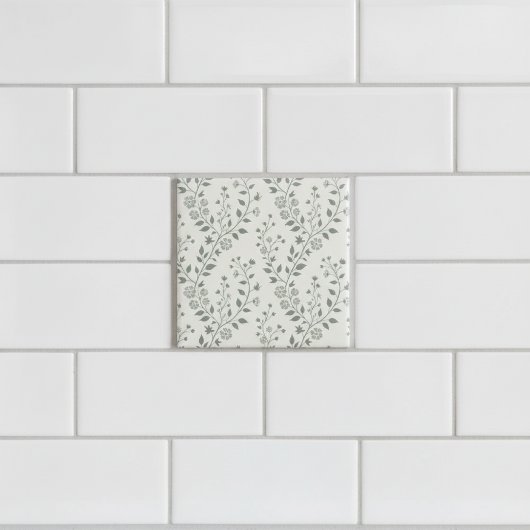 Elegante Salie Crème Minimalistische Boho Bloemmot Tegeltje