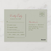 Elegante salie en blush pioenroos bloem RSVP Briefkaart (Achterkant)