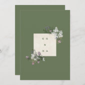 Elegante salie en crème monogram bruiloft uitnodig kaart (Voorkant / Achterkant)